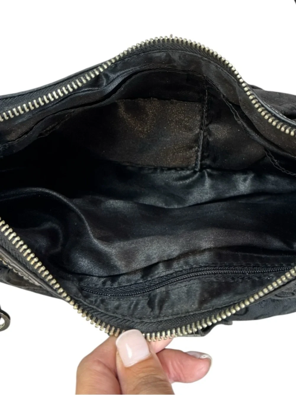 Guess Vintage Y2K Black Monogram Buckle Shoulder Bag - Picture 12 of 16
